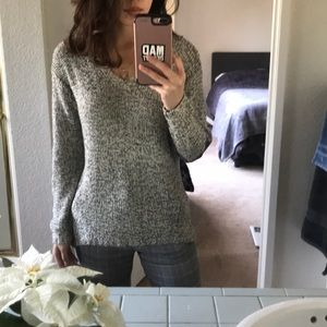 Knitted Elbow Patch V-Neck Sweater